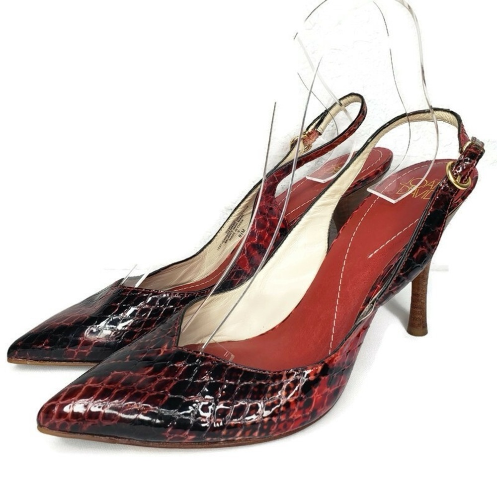 Joan & David Red and Black Snakeskin Heels